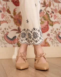 Pantalon-Polin et moi Jean brodé Bea Navy blanc