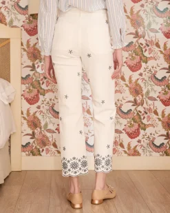 Pantalon-Polin et moi Jean brodé Bea Navy blanc