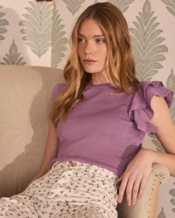 T-shirts Et Hauts|Point-Polin et moi Mahira Haut en tricot à volants MAUVE