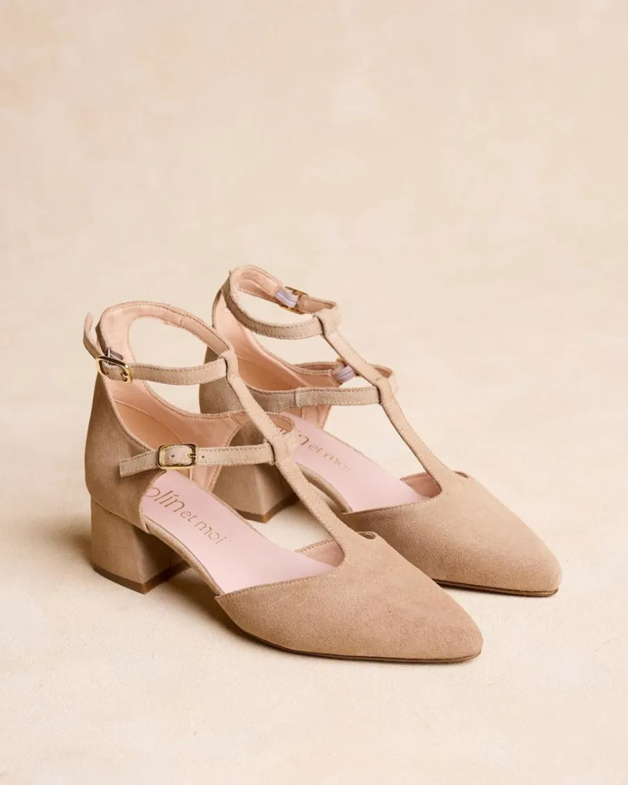 Talons Hauts-Polin et moi Mary Jane Arianna Bretelles BEIGE