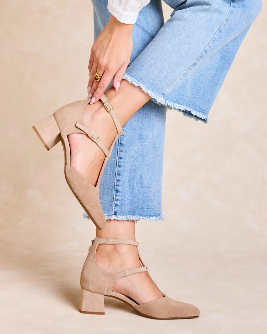 Talons Hauts-Polin et moi Mary Jane Arianna Bretelles BEIGE
