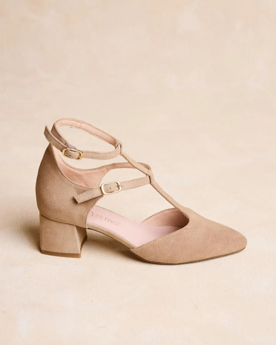 Talons Hauts-Polin et moi Mary Jane Arianna Bretelles BEIGE