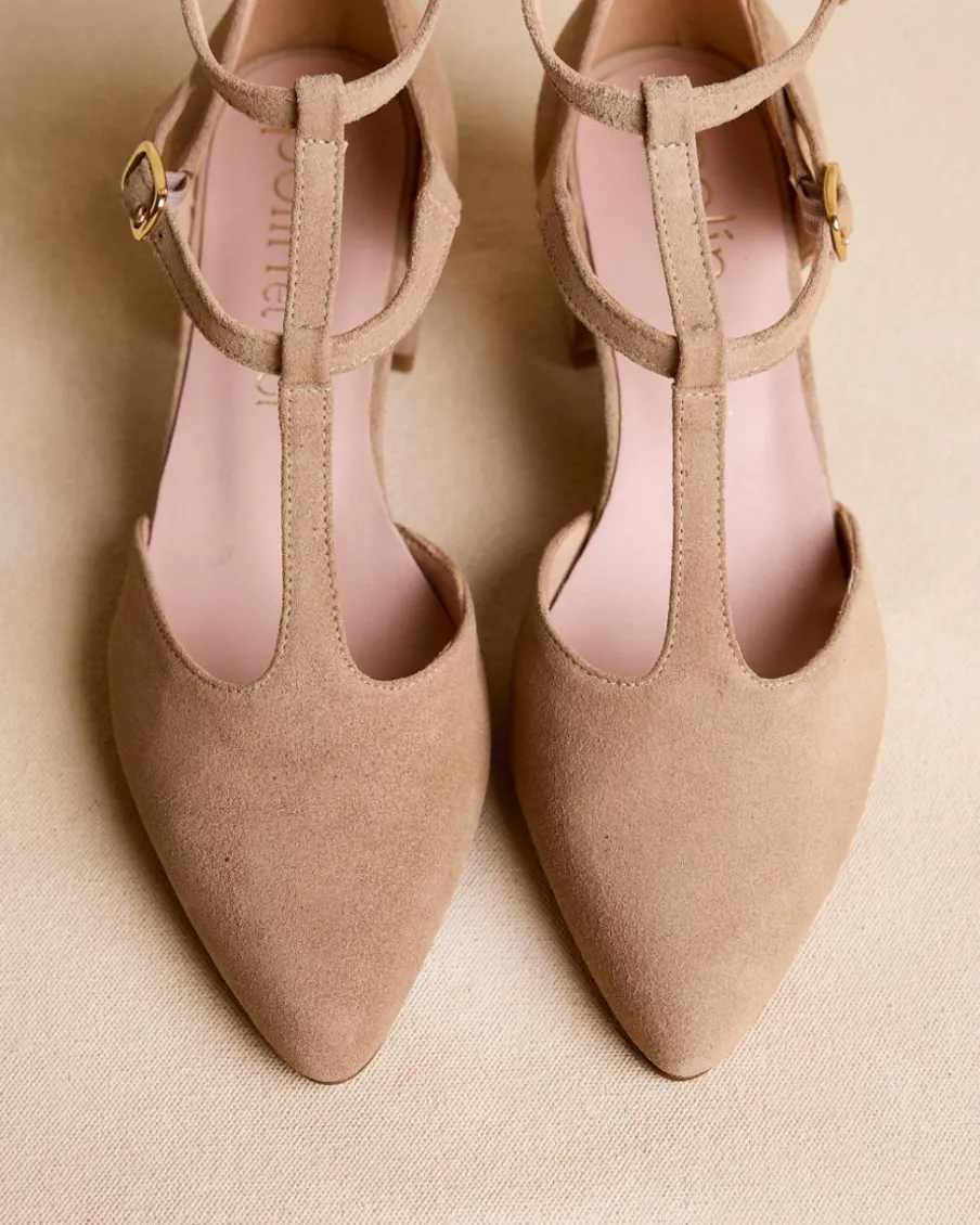 Talons Hauts-Polin et moi Mary Jane Arianna Bretelles BEIGE