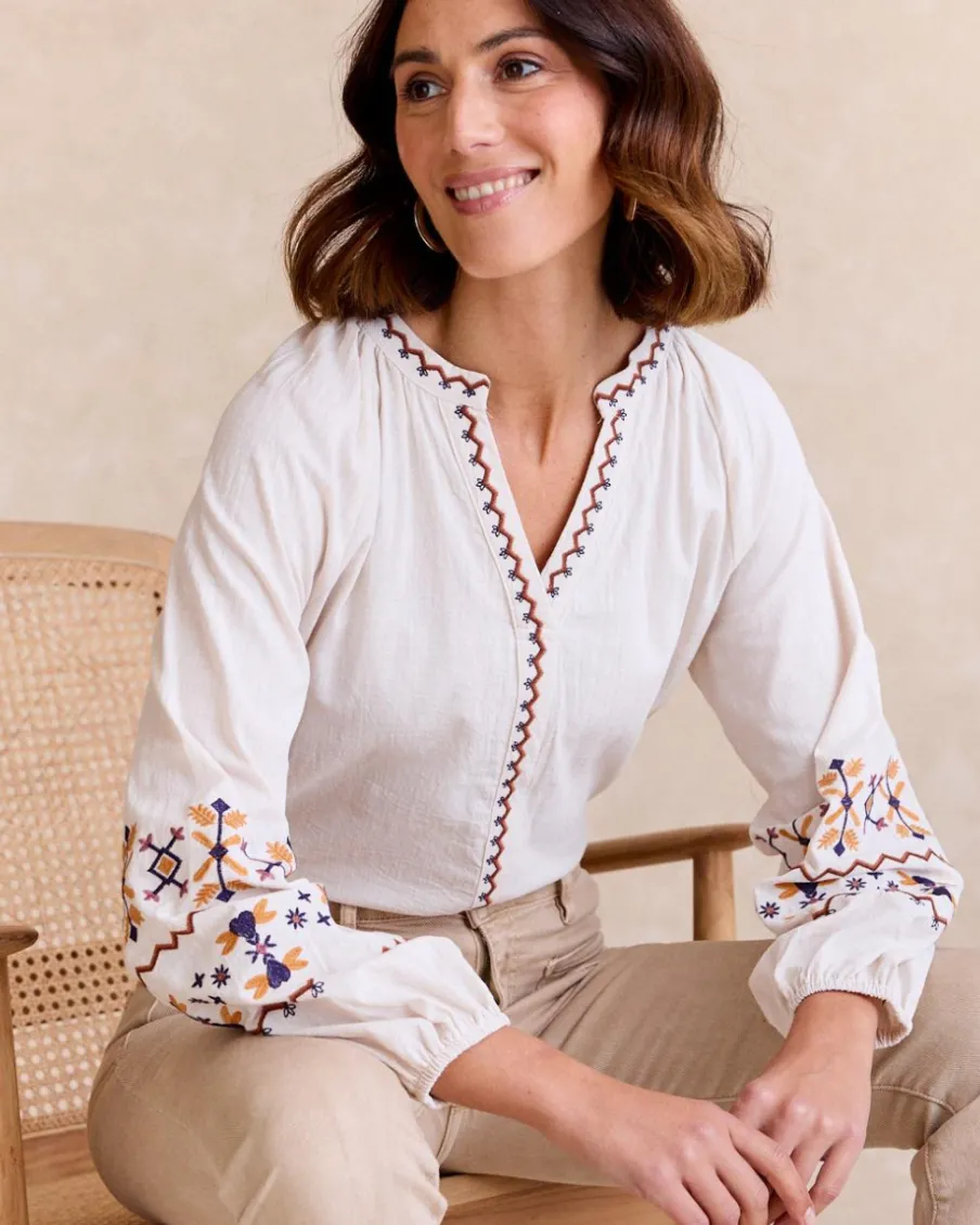 Chemisiers Et Chemises-Polin et moi Paulina Blouse brodée Cru