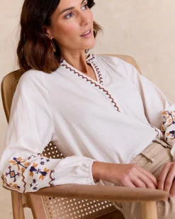 Chemisiers Et Chemises-Polin et moi Paulina Blouse brodée Cru