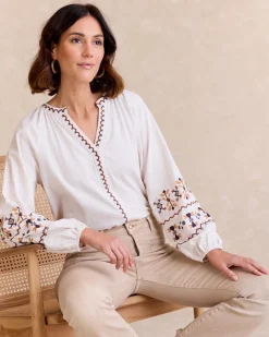Chemisiers Et Chemises-Polin et moi Paulina Blouse brodée Cru