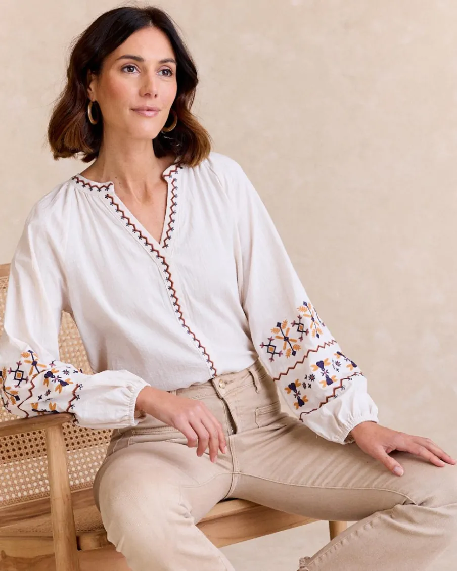 Chemisiers Et Chemises-Polin et moi Paulina Blouse brodée Cru