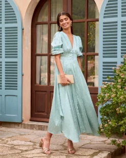 Maternité-Polin et moi Robe à décolleté Silvia Menthe