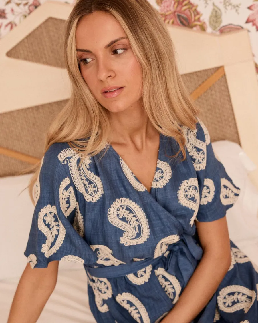 Maternité|Robes Et Combinaisons-Polin et moi Robe brodée Paisley Ilse denim