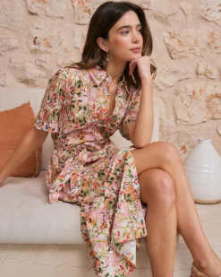Robes Et Combinaisons-Polin et moi Robe chemise Caetana Rose