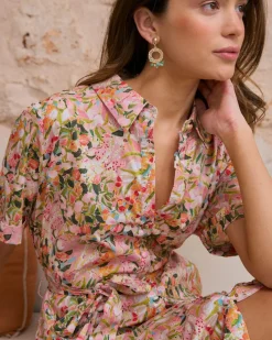 Robes Et Combinaisons-Polin et moi Robe chemise Caetana Rose