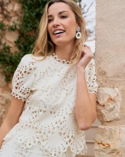 Robes Et Combinaisons-Polin et moi Robe courte ajourée Ornella Cru