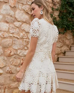 Robes Et Combinaisons-Polin et moi Robe courte ajourée Ornella Cru