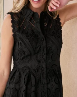 Robes Et Combinaisons-Polin et moi Robe courte brodée Uri noir