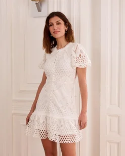 Robes Et Combinaisons-Polin et moi Robe en dentelle Leia blanc