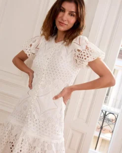 Robes Et Combinaisons-Polin et moi Robe en dentelle Leia blanc