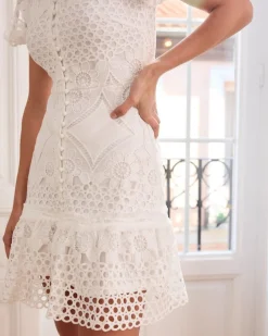 Robes Et Combinaisons-Polin et moi Robe en dentelle Leia blanc