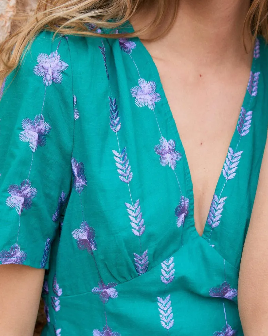 Robes Et Combinaisons-Polin et moi Robe longue brodée Rainelle Vertémeraude