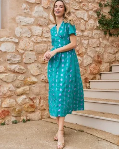 Robes Et Combinaisons-Polin et moi Robe longue brodée Rainelle Vertémeraude