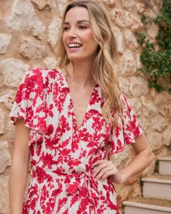 Robes Et Combinaisons-Polin et moi Robe longue Rosalía Framboise