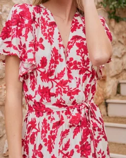 Robes Et Combinaisons-Polin et moi Robe longue Rosalía Framboise