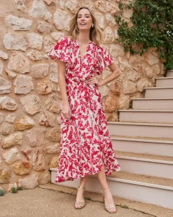 Robes Et Combinaisons-Polin et moi Robe longue Rosalía Framboise