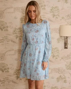 Robes Et Combinaisons-Polin et moi Robe midi Felicia fleurs denim