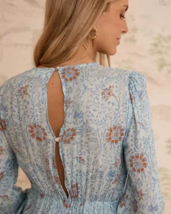 Robes Et Combinaisons-Polin et moi Robe midi Felicia fleurs denim