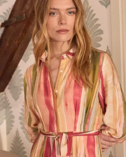 Maternité|Robes Et Combinaisons-Polin et moi Robe midi rayée Naelia beige