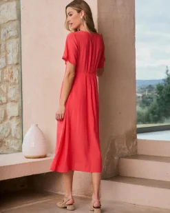Robes Et Combinaisons-Polin et moi Robe mi-longue Tessaline corail