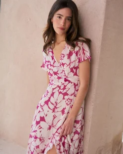 Robes Et Combinaisons-Polin et moi Robe portefeuille Quenda bougainvillée