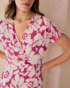 Robes Et Combinaisons-Polin et moi Robe portefeuille Quenda bougainvillée