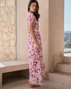 Robes Et Combinaisons-Polin et moi Robe portefeuille Quenda bougainvillée