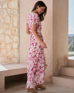 Robes Et Combinaisons-Polin et moi Robe portefeuille Quenda bougainvillée