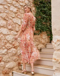 Maternité|Robes Et Combinaisons-Polin et moi Robe Uliana imprimer Pêche