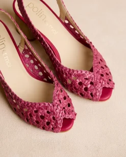 Sandales|Tressé-Polin et moi Talon tressé Alva Framboise