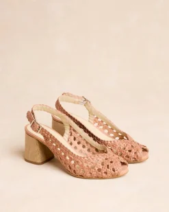 Tressé|Sandales-Polin et moi Talon tressé Popi ocre