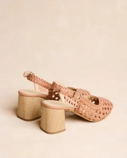 Tressé|Sandales-Polin et moi Talon tressé Popi ocre