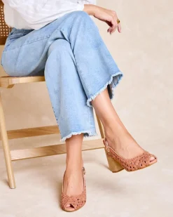 Tressé|Sandales-Polin et moi Talon tressé Popi ocre