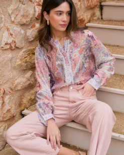 Chemisiers Et Chemises-Polin et moi Tamaris imprimer Patchwork Blouse Saumon