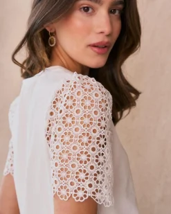 T-shirts Et Hauts-Polin et moi T-shirt à manches en dentelle Inara blanc