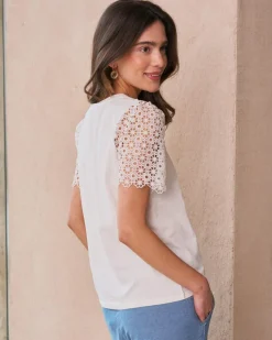 T-shirts Et Hauts-Polin et moi T-shirt à manches en dentelle Inara blanc