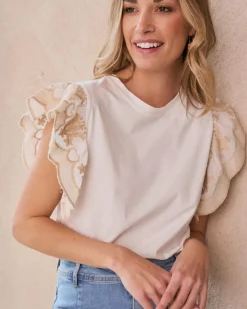 T-shirts Et Hauts-Polin et moi T-shirt à volants Luli blanc