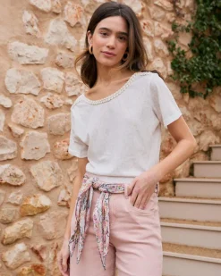 T-shirts Et Hauts-Polin et moi T-shirt tressé Aubrienne blanc