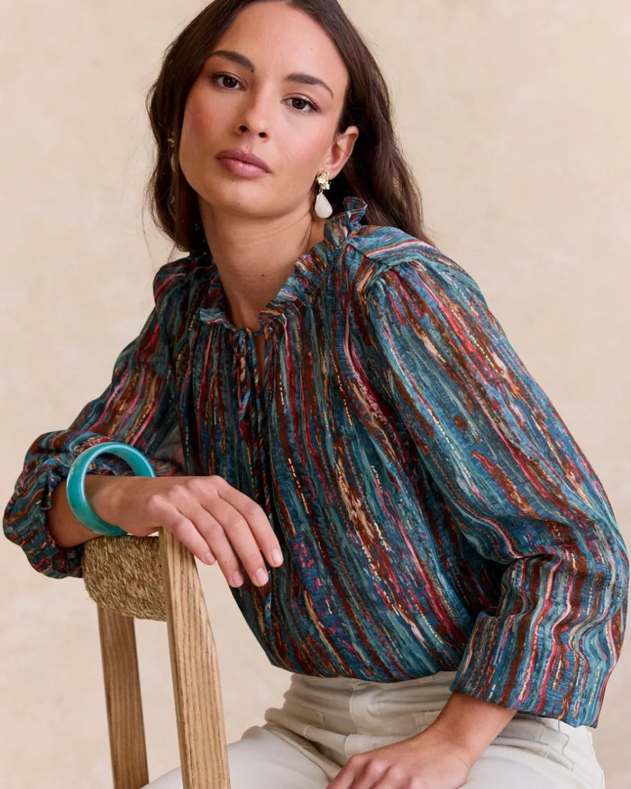 Chemisiers Et Chemises-Polin et moi Veronica Blouse à volants VERTFORÊT