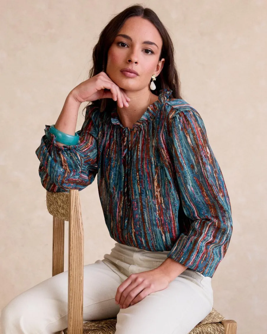 Chemisiers Et Chemises-Polin et moi Veronica Blouse à volants VERTFORÊT